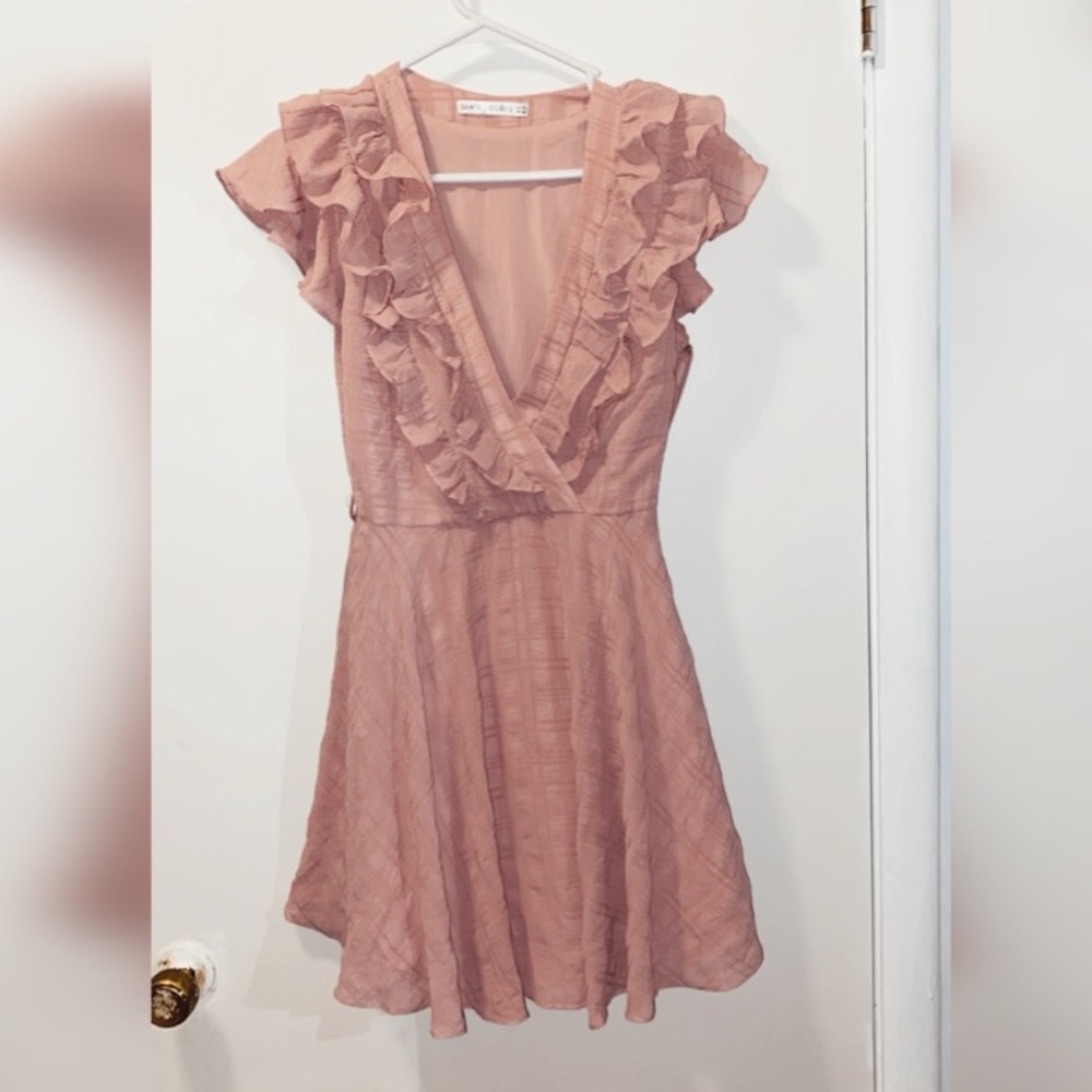 Pink ruffle mini dress